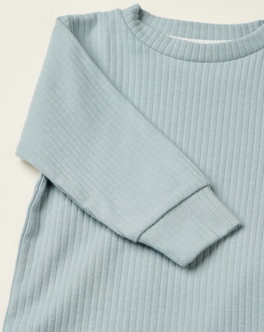 Dusty Blue Ribbed Pajama (1Y-5Y)