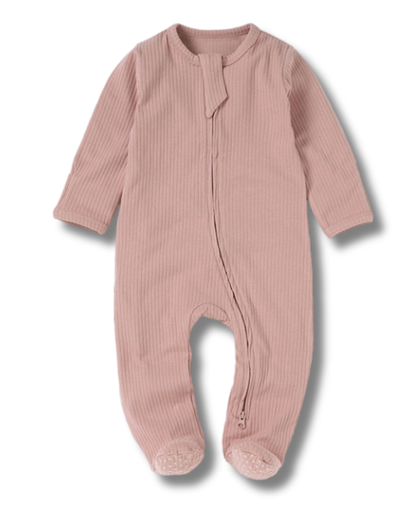Pink Ribbed Sleepsuit (0M-12M)