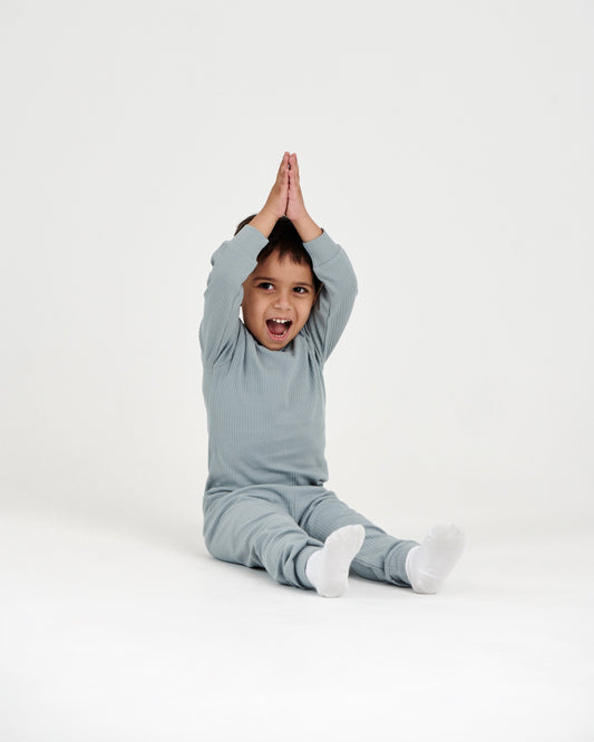 Dusty Blue Ribbed Pajama (1Y-5Y)
