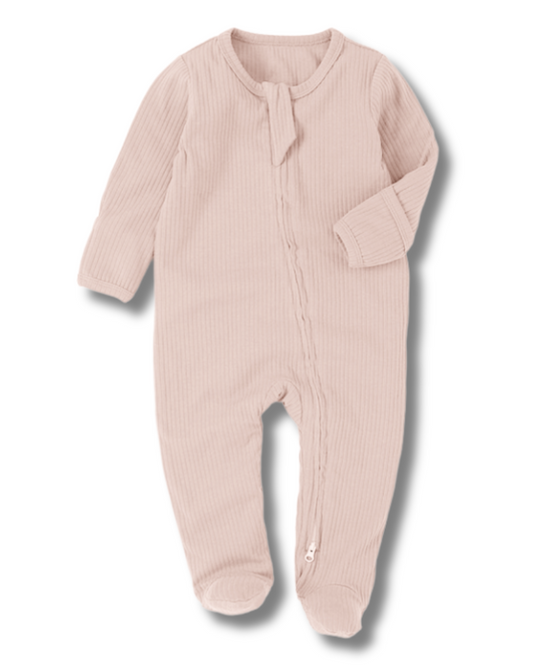 Light Pink Ribbed Sleepsuit (0M-12M)