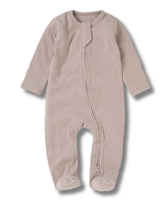 Taupe Ribbed Sleepsuit (0M-12M)