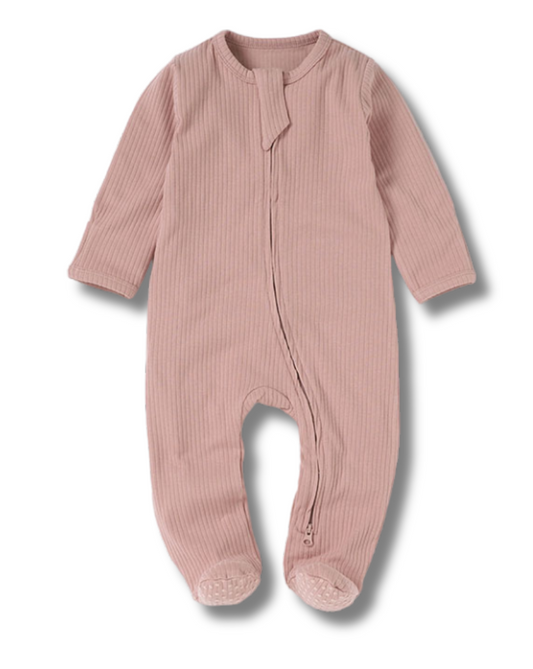 Pink Ribbed Sleepsuit (0M-12M)